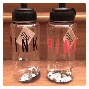 2 PINK clear 32 oz water bottles